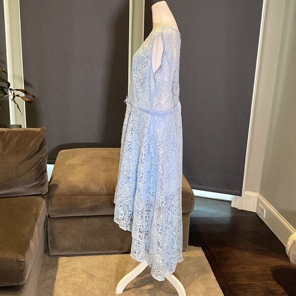 Women’s Blue Floral Lace High Low Cocktail Party Bridesmaid Dress Size XL NEW - Picture 4 of 12